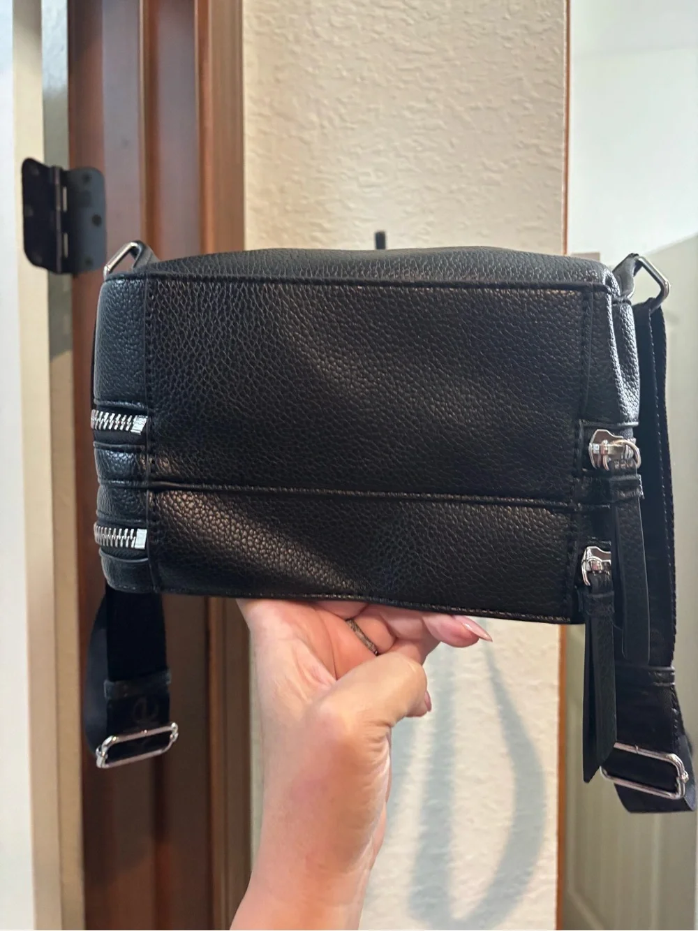 Calvin Klein Black Faux Leather Backpack